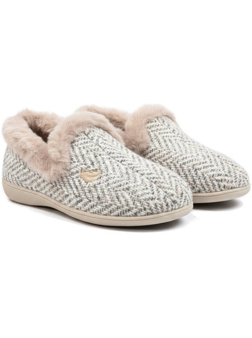 Chinelas mulher ozabi forradas fantasia bordadas gola falsa pele - Kiabi Chinelas mulher ozabi forradas fantasia bordadas gola falsa pele - Kiabi