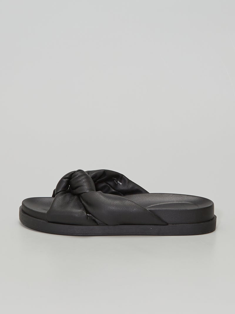 Chinelas rasas com laço Preto - Kiabi