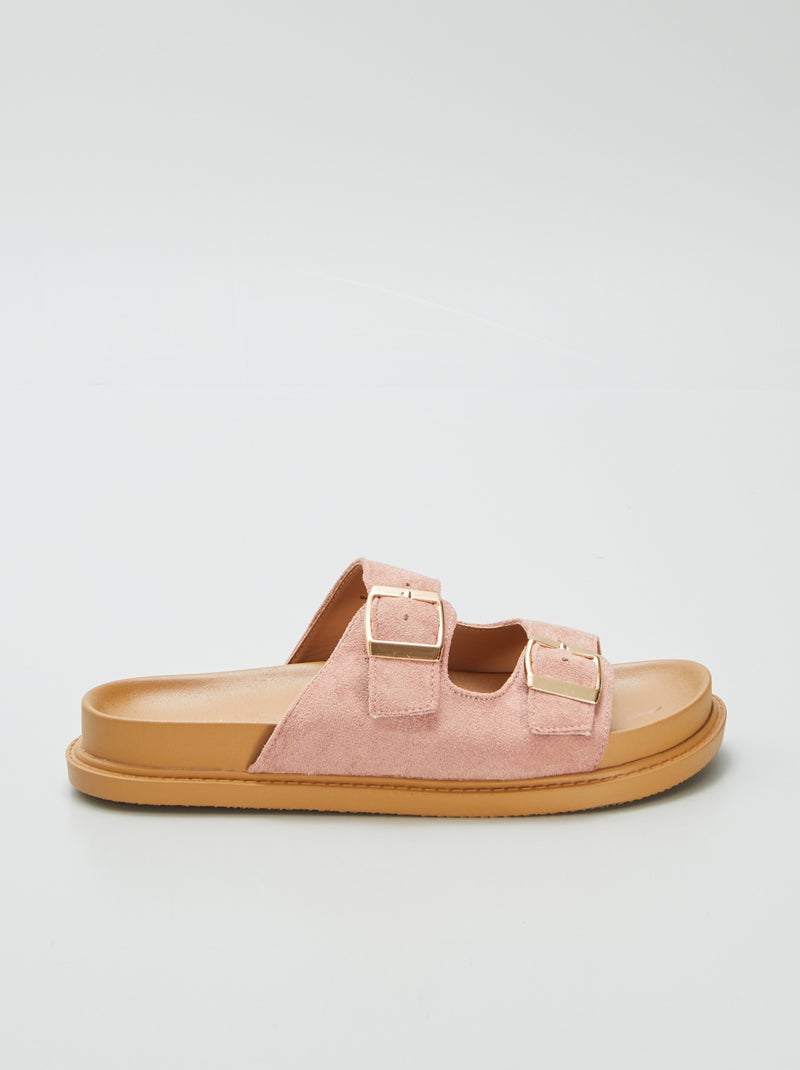 Chinelas rasas com tiras duplas ROSA - Kiabi