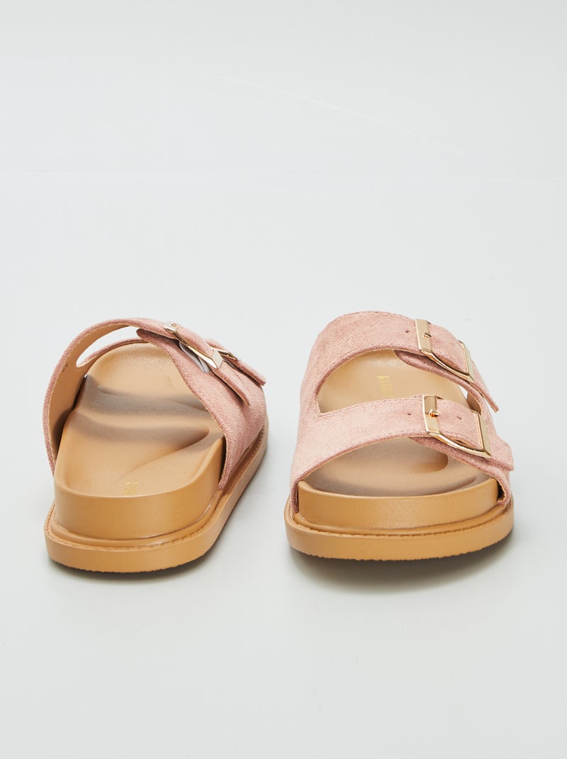 Chinelas rasas com tiras duplas ROSA - Kiabi