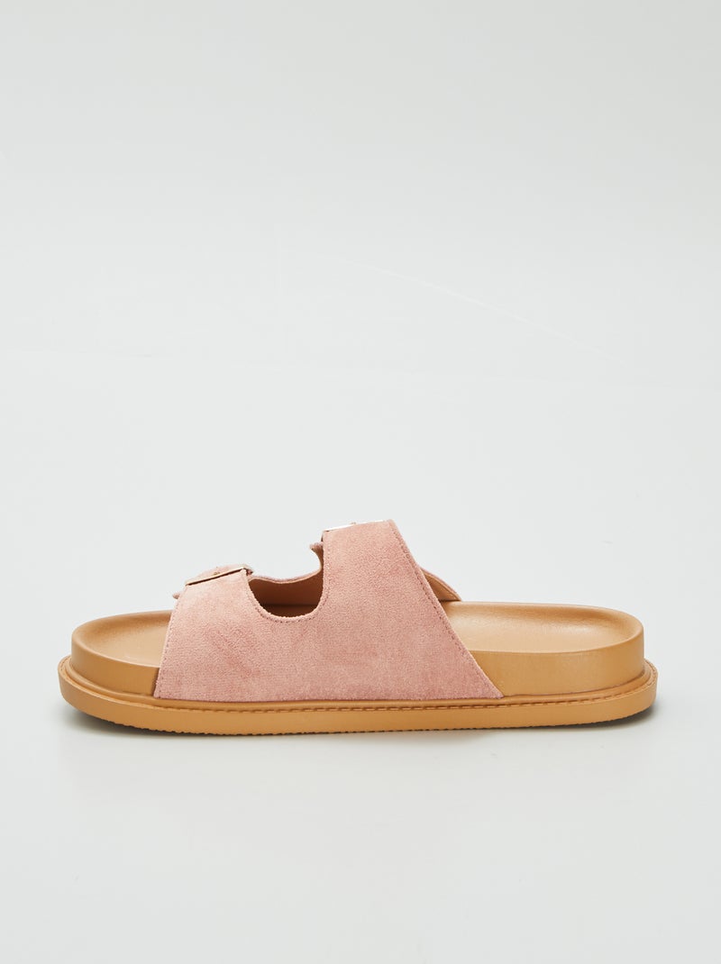 Chinelas rasas com tiras duplas ROSA - Kiabi