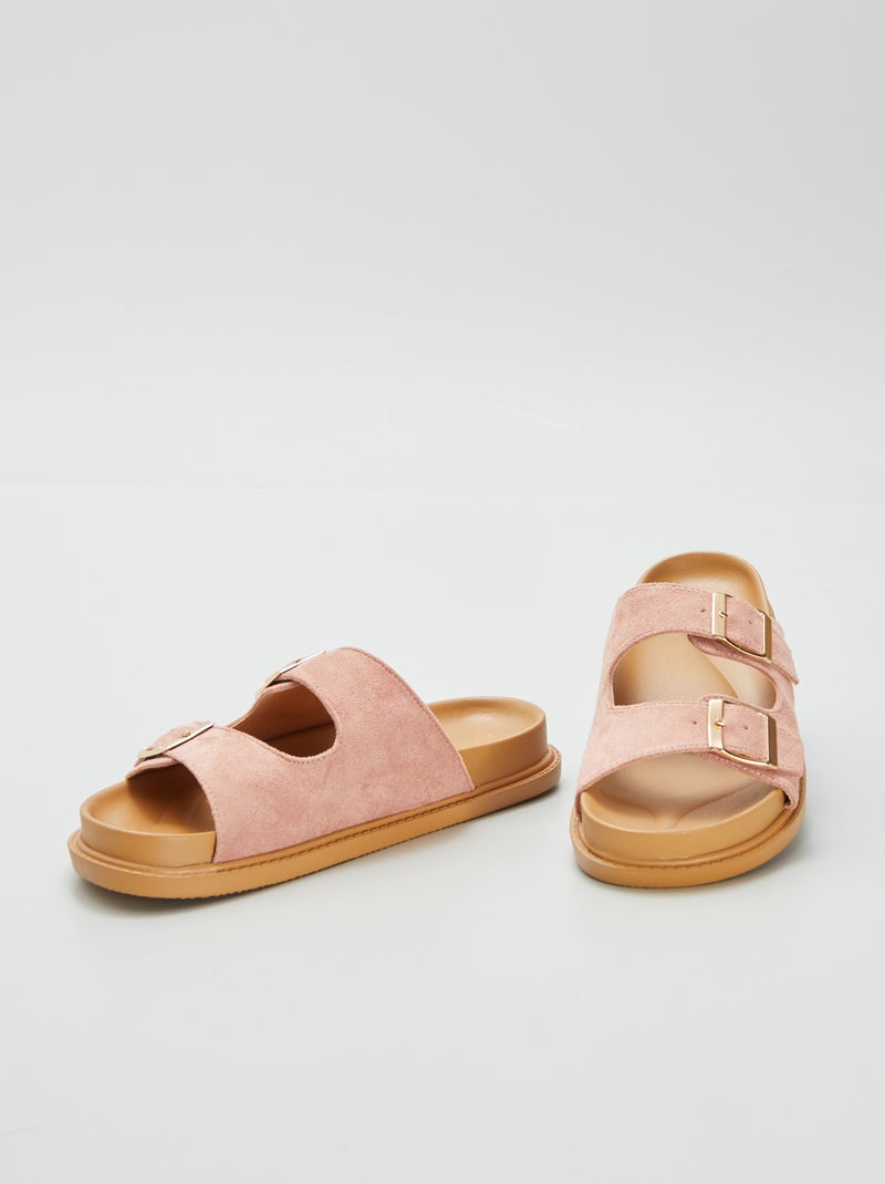 Chinelas rasas com tiras duplas ROSA - Kiabi