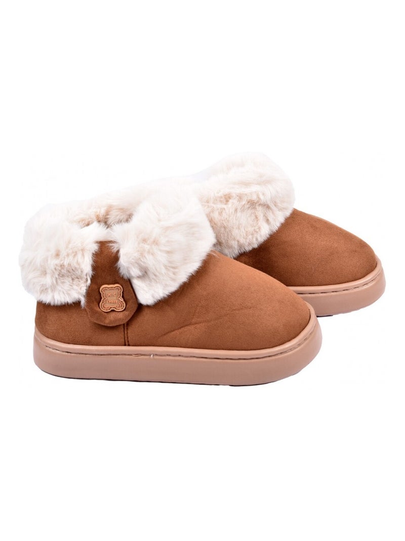 Chinelo Botina Interior Mulher Forrado Camelo - Kiabi
