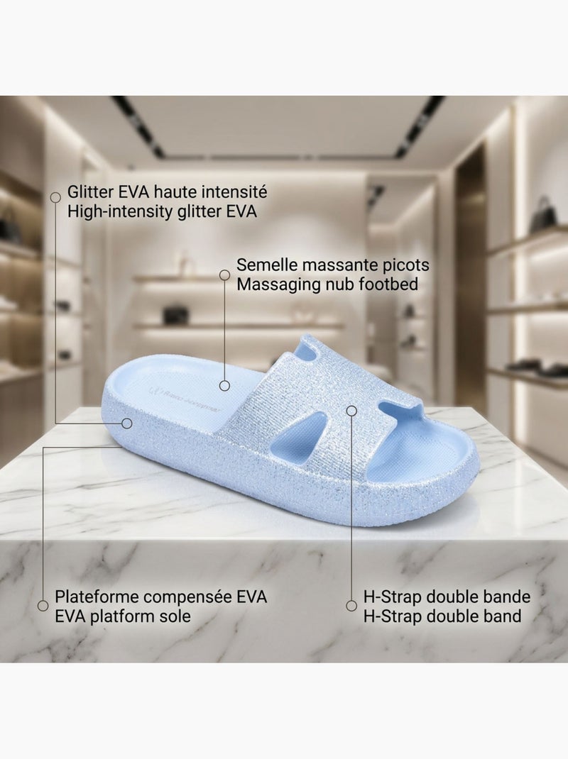 Chinelo Brilho H-Strap EVA OZABI 6 Cores Azul - Kiabi
