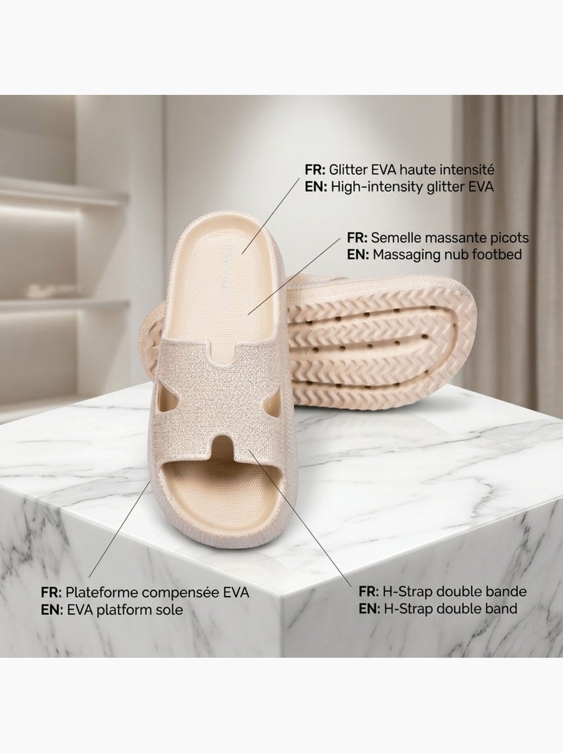 Chinelo Brilho H-Strap EVA OZABI 6 Cores Bege - Kiabi