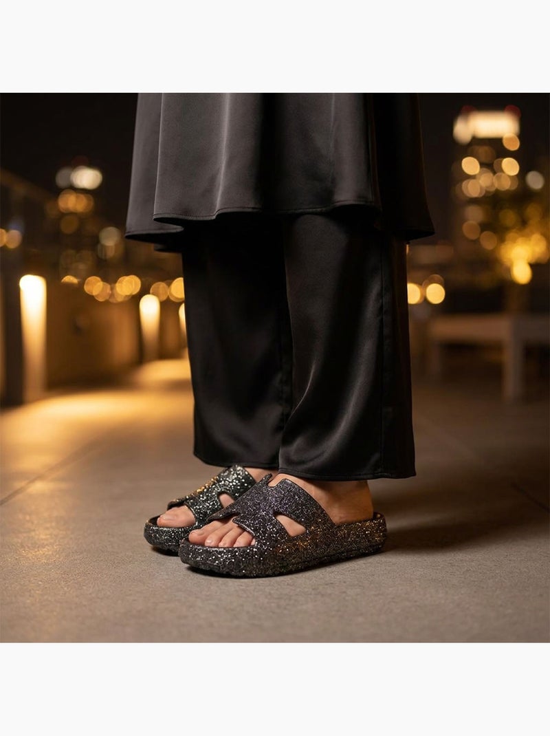 Chinelo Brilho H-Strap EVA OZABI 6 Cores Preto - Kiabi