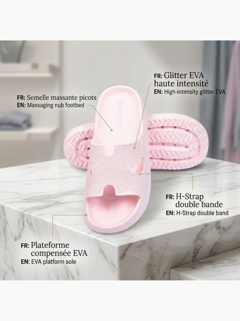 Chinelo Brilho H-Strap EVA OZABI 6 Cores Rosa - Kiabi