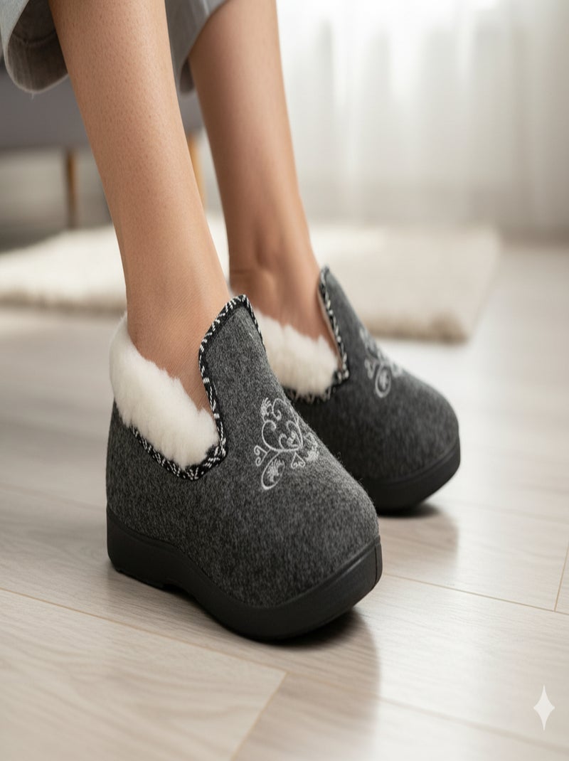 Chinelo Charentaise mulher inverno Cinza - Kiabi
