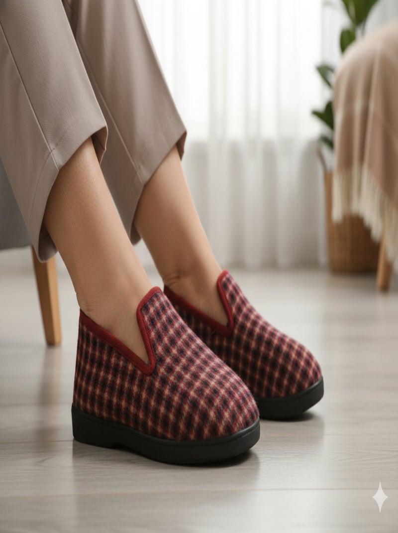 Chinelo Charentaise mulher inverno Vermelho bordô - Kiabi