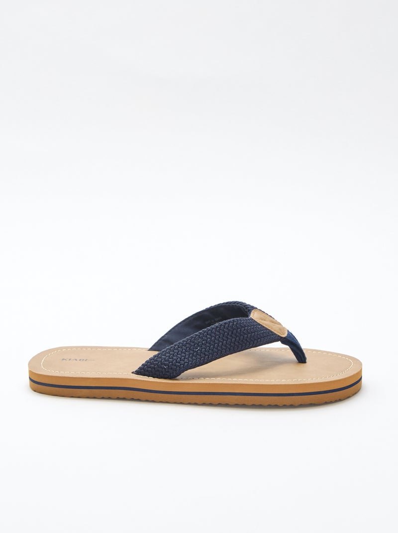 Chinelo de dedo com tiras de tecido Castanho - Kiabi