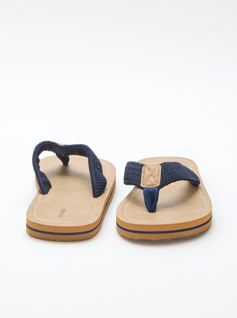 Chinelo de dedo com tiras de tecido Castanho - Kiabi