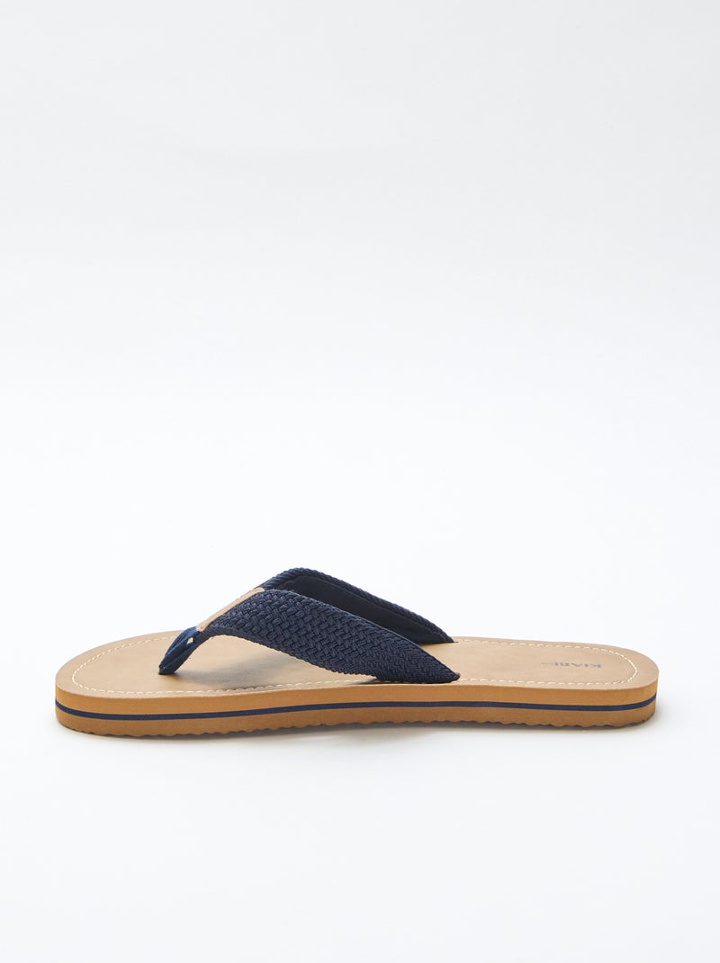 Chinelo de dedo com tiras de tecido Castanho - Kiabi