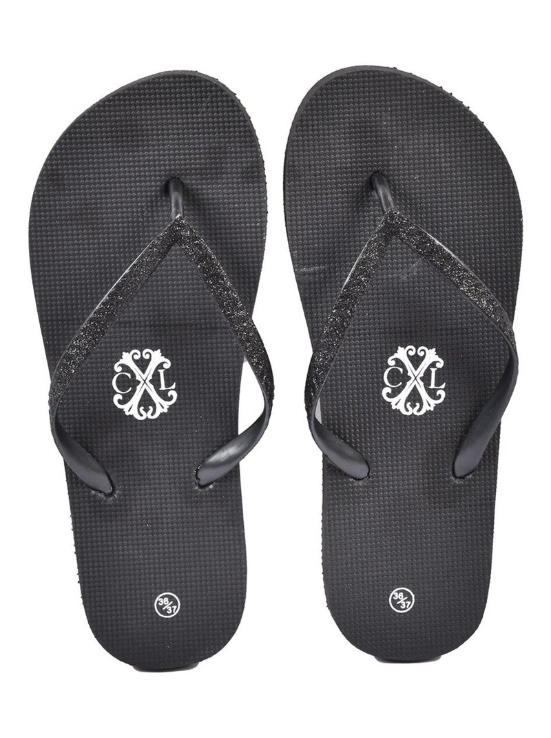 Chinelo de dedo mulher cxl by lacroix glitter Preto - Kiabi