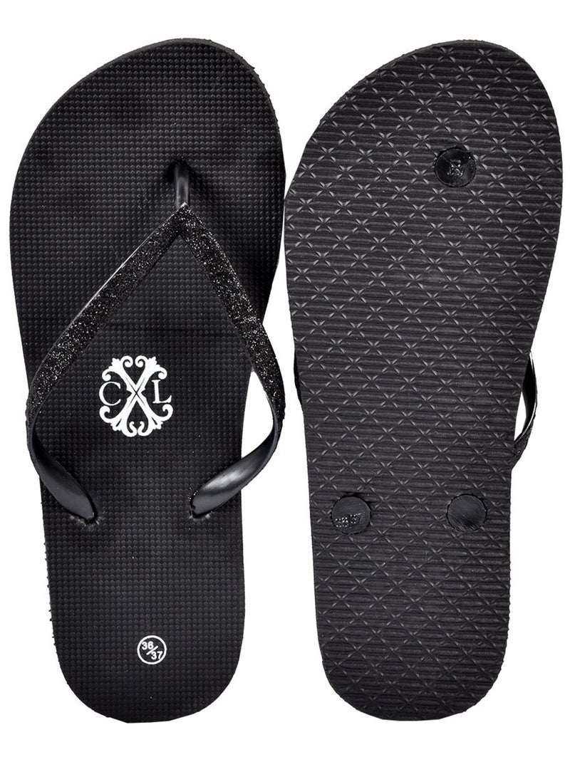 Chinelo de dedo mulher cxl by lacroix glitter Preto - Kiabi