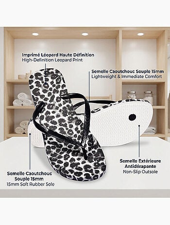 Chinelo de Dedo OZABI Estampado Leopardo Borracha 2 Cores