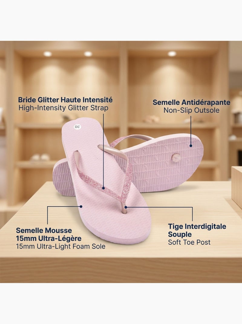 Chinelo de dedo OZABI glitter 7 cores Rosa - Kiabi