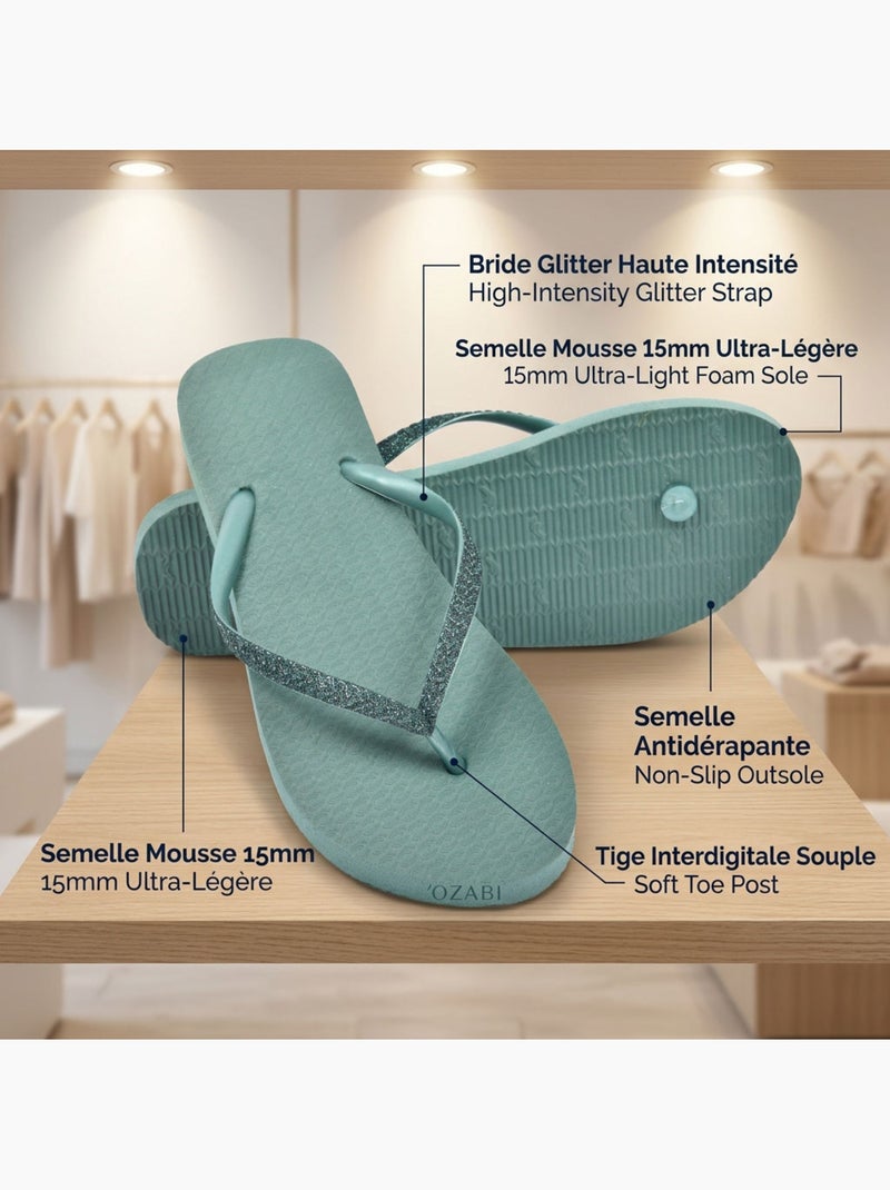 Chinelo de dedo OZABI glitter 7 cores Verde - Kiabi