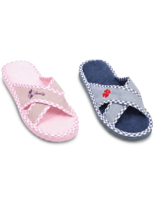 Chinelo Mula Mulher Pack 2 Pares Tiras Cruzadas Estampado OZABI - Kiabi Chinelo Mula Mulher Pack 2 Pares Tiras Cruzadas Estampado OZABI - Kiabi