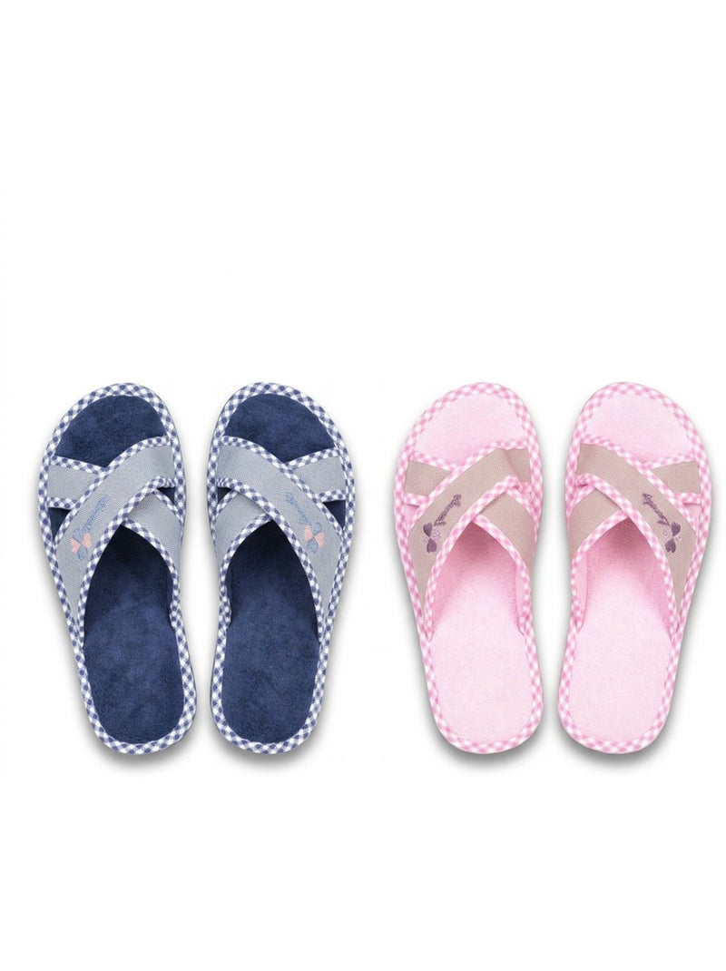 Chinelo Mula Mulher Pack 2 Pares Tiras Cruzadas Estampado OZABI Azul gelado - Kiabi