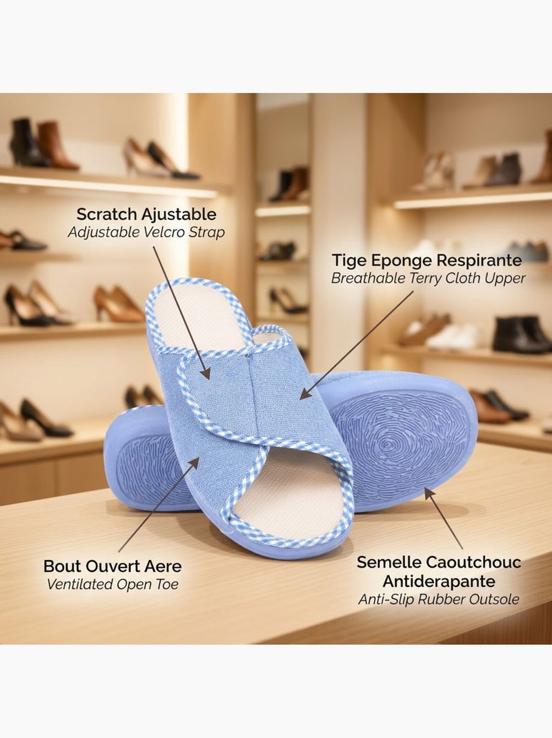Chinelo mule mulher esponja velcro ajustável ozabi Azul-céu - Kiabi
