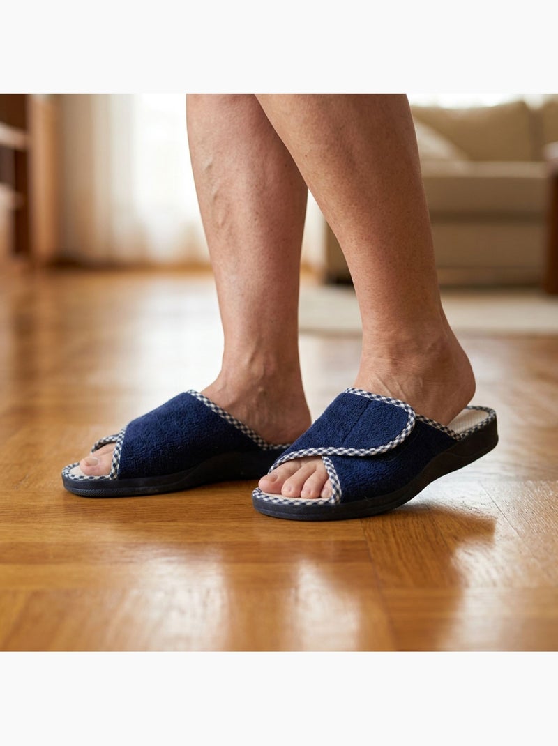 Chinelo mule mulher esponja velcro ajustável ozabi Azul-marinho - Kiabi