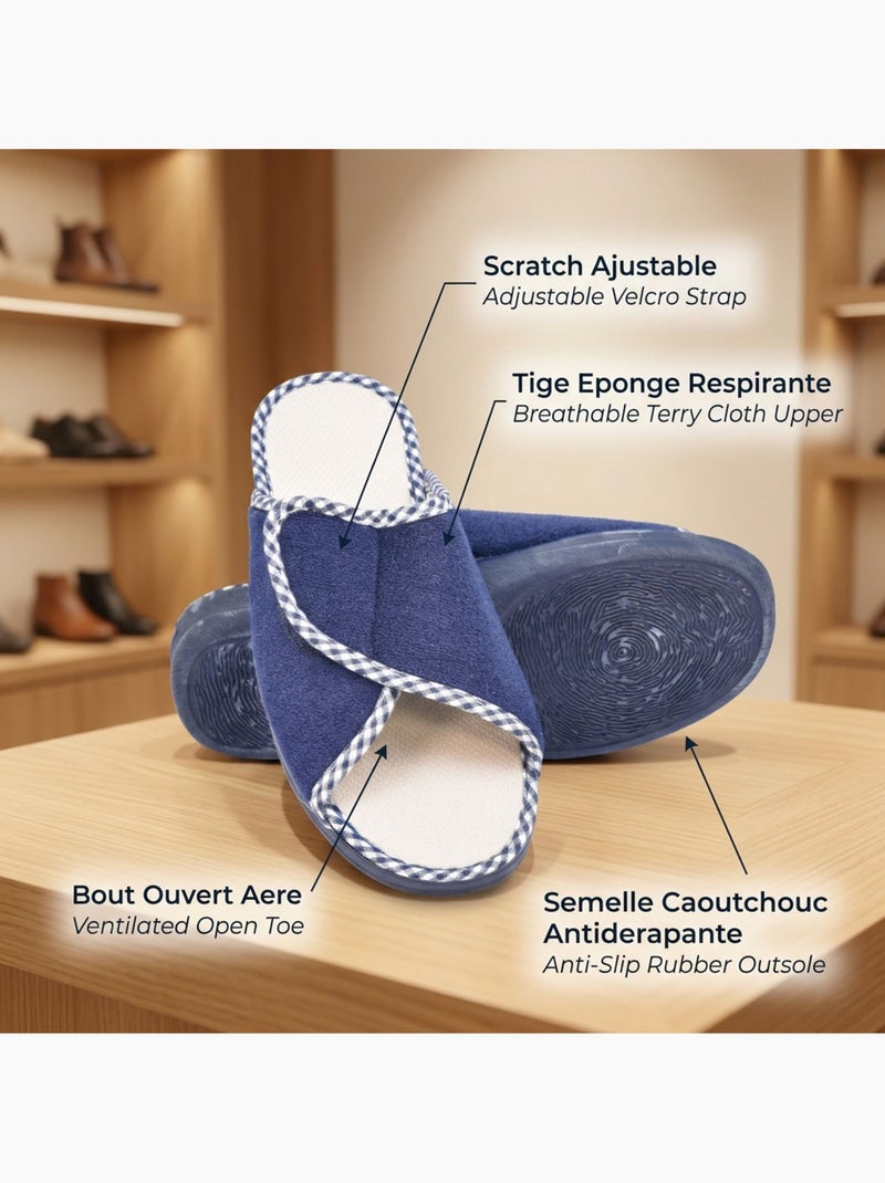 Chinelo mule mulher esponja velcro ajustável ozabi Azul-marinho - Kiabi
