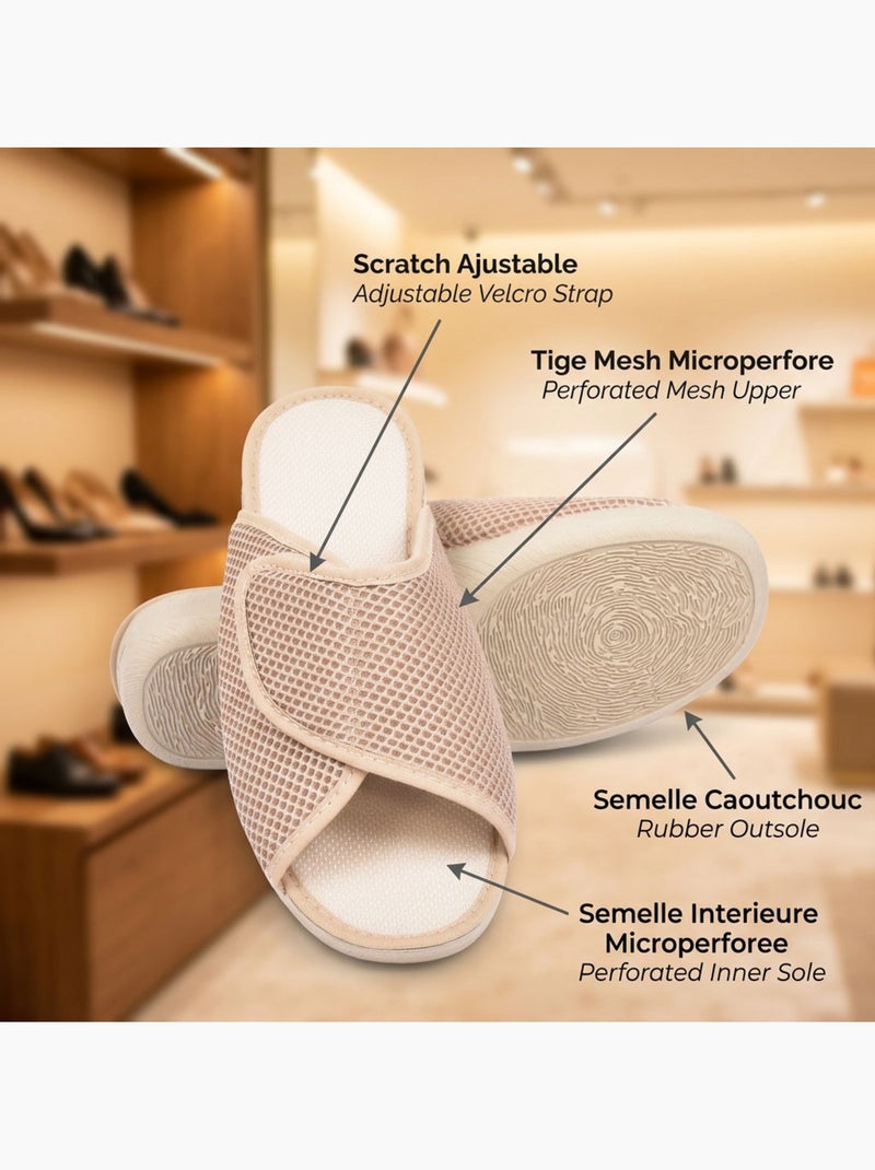 Chinelo mule mulher mesh microperfurado ajustável ozabi Bege - Kiabi