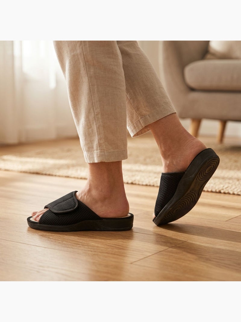 Chinelo mule mulher mesh microperfurado ajustável ozabi Preto - Kiabi