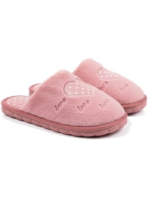 Chinelos abertos mulher ozabi, falsa pele, coração bordado love - Kiabi