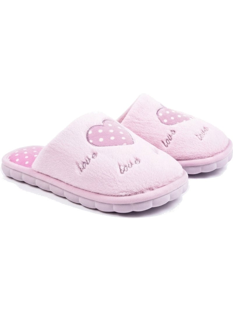 Chinelos abertos mulher ozabi, falsa pele, coração bordado love Rosa - Kiabi
