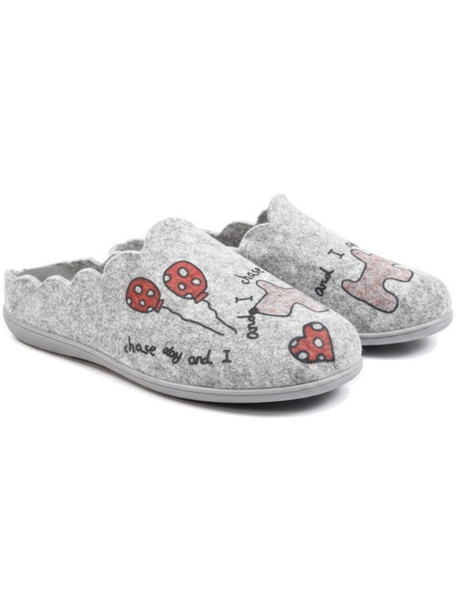 Chinelos abertos mulher ozabi, feltro estampado, gola festonada - Kiabi Chinelos abertos mulher ozabi, feltro estampado, gola festonada - Kiabi