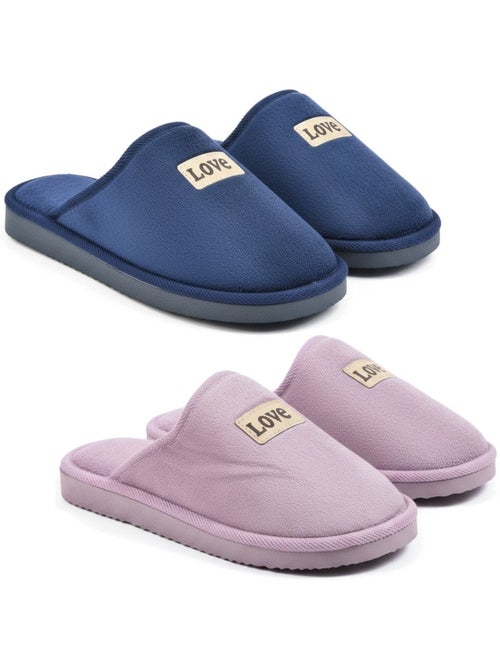 Chinelos abertos mulher ozabi pack 2 pares love - Kiabi Chinelos abertos mulher ozabi pack 2 pares love - Kiabi