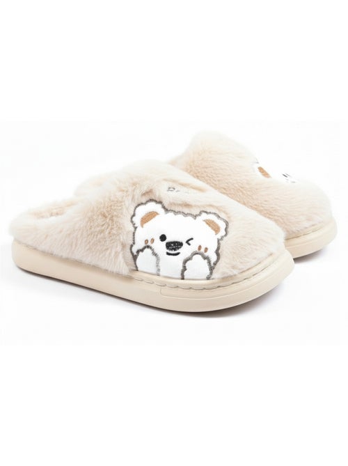Chinelos abertos mulher ozabi urso bordado pelúcia - Kiabi