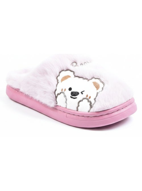 Chinelos abertos mulher ozabi urso bordado pelúcia - Kiabi