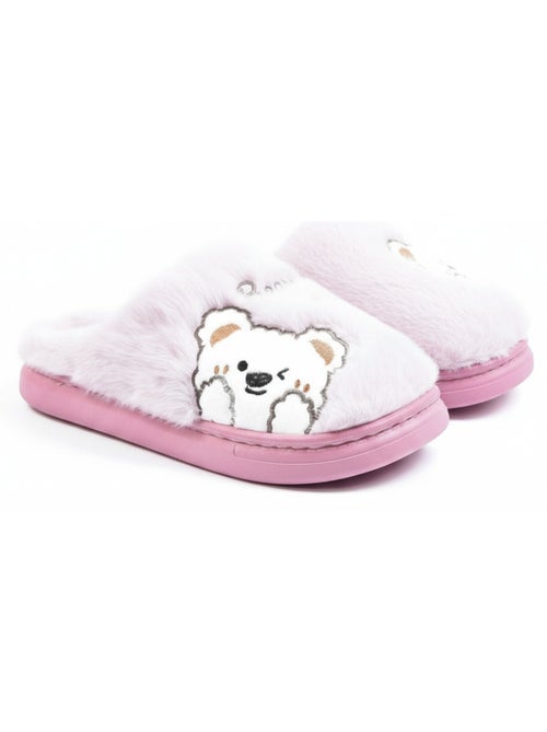 Chinelos abertos mulher ozabi urso bordado pelúcia - Kiabi