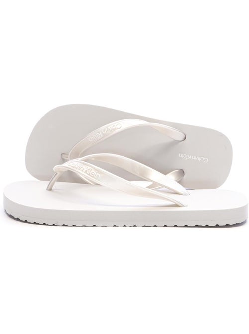 Chinelos calvin klein jeans cinzentos para mulher com tira metálica em tpu - Kiabi