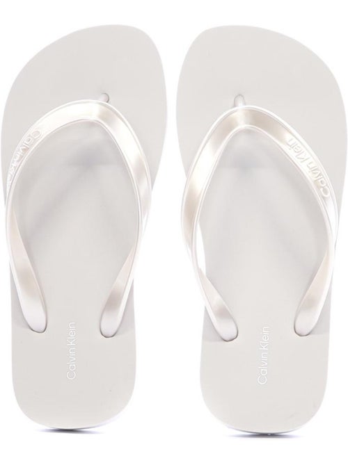 Chinelos calvin klein jeans cinzentos para mulher com tira metálica em tpu - Kiabi