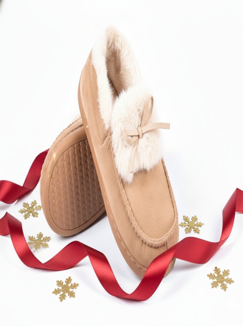 Chinelos Charentaise mulher veludo MD10154 - Kiabi