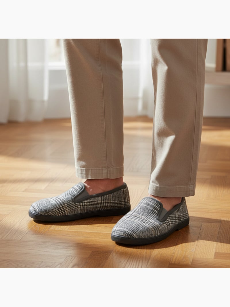 Chinelos charentaises homem ozabi prince-de-galles forrados antiderrapantes Cinza - Kiabi