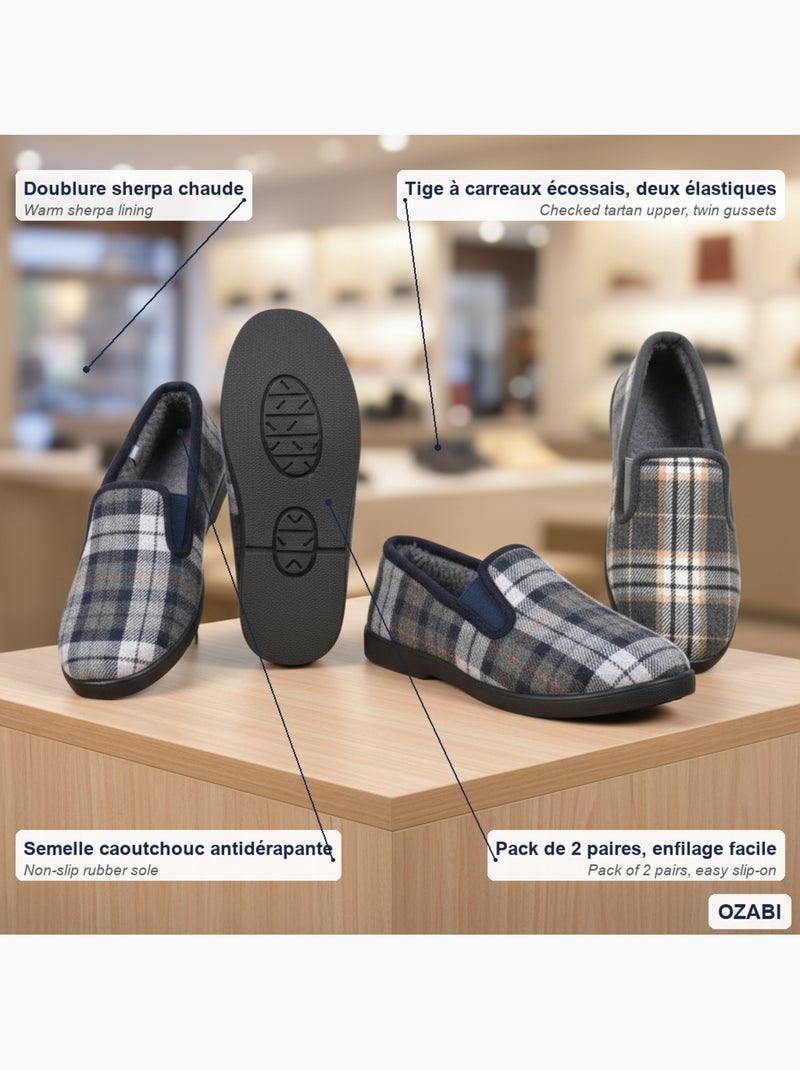 Chinelos charentaises homem pack 2 pares sola antiderrapante ozabi Azul-cinza - Kiabi