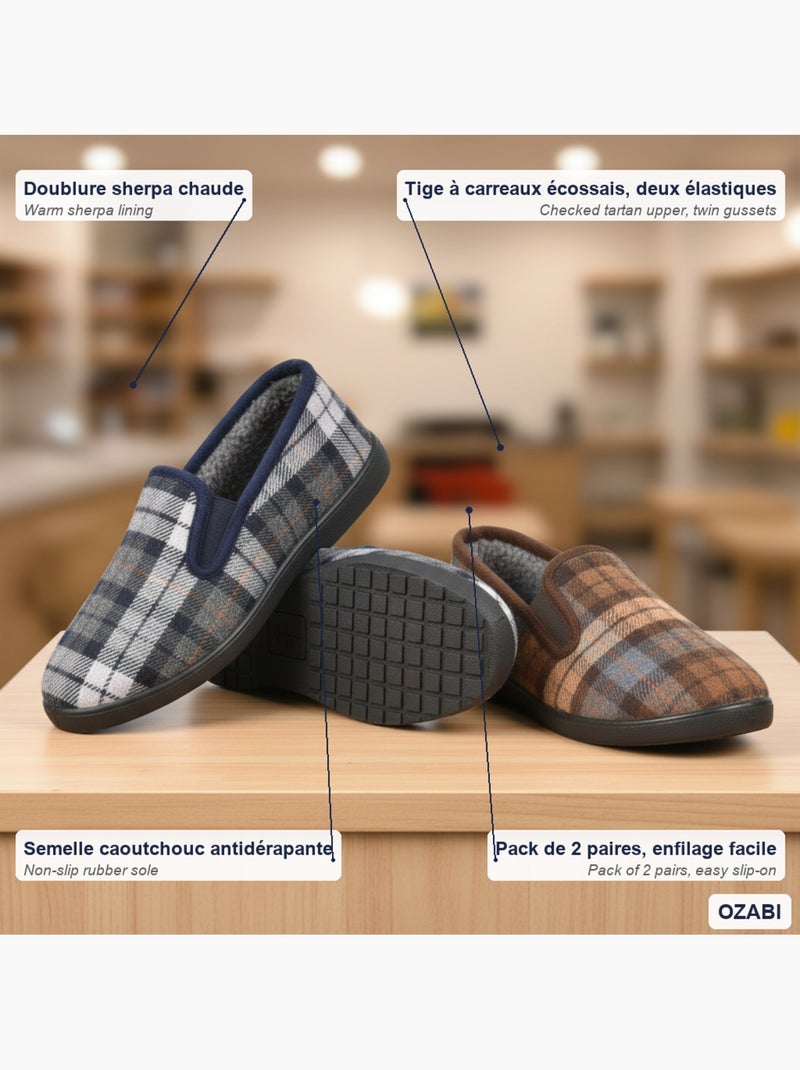 Chinelos charentaises homem pack 2 pares sola antiderrapante ozabi Azul Marrom Azul - Kiabi