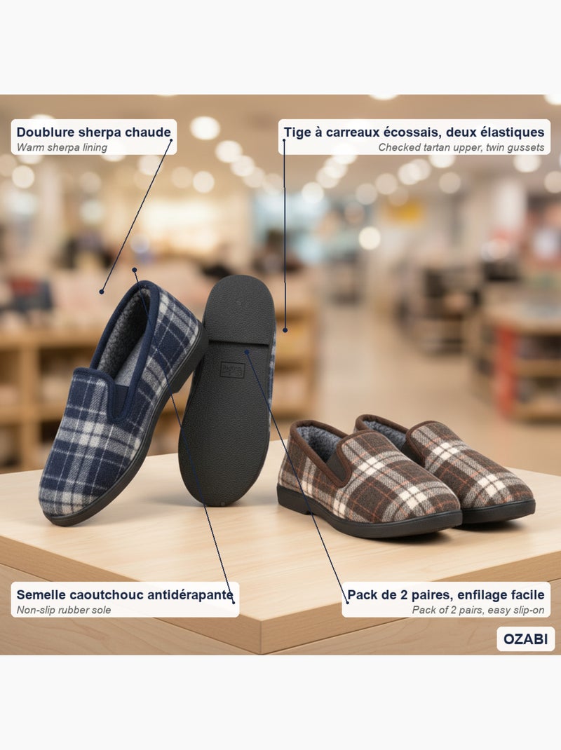Chinelos charentaises homem pack 2 pares sola antiderrapante ozabi Azul Marrom - Kiabi