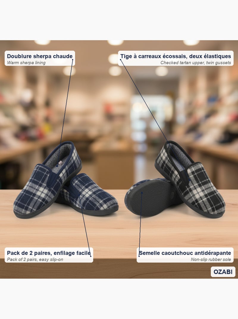 Chinelos charentaises homem pack 2 pares sola antiderrapante ozabi Azul-Preto - Kiabi
