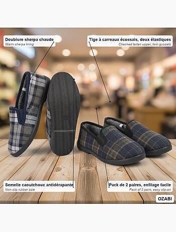 Chinelos charentaises homem pack 2 pares sola antiderrapante ozabi