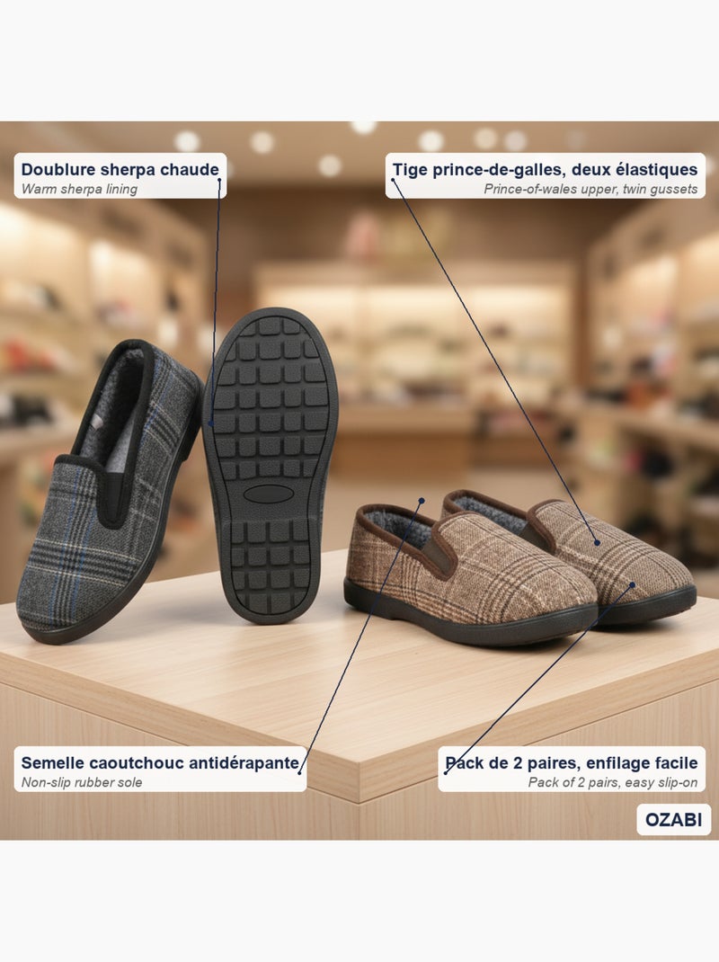 Chinelos charentaises homem pack 2 pares sola antiderrapante ozabi Castanho/Multicolorido - Kiabi