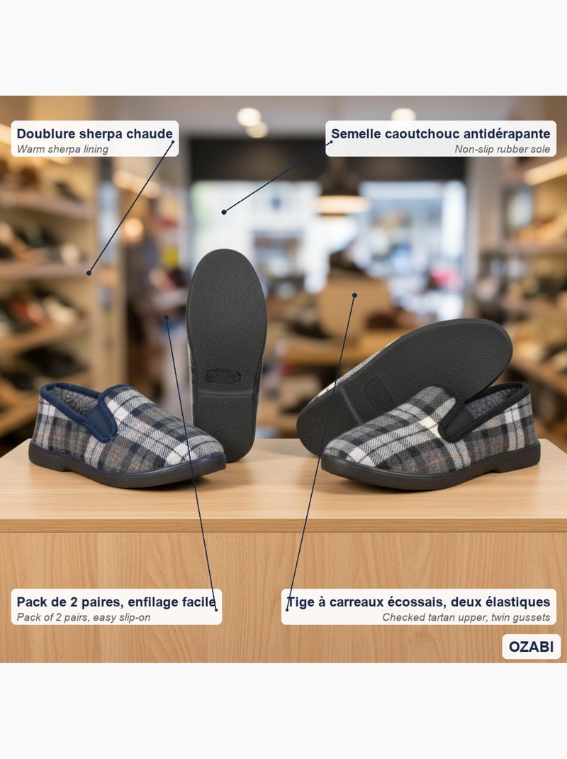 Chinelos charentaises homem pack 2 pares sola antiderrapante ozabi Preto Azul - Kiabi