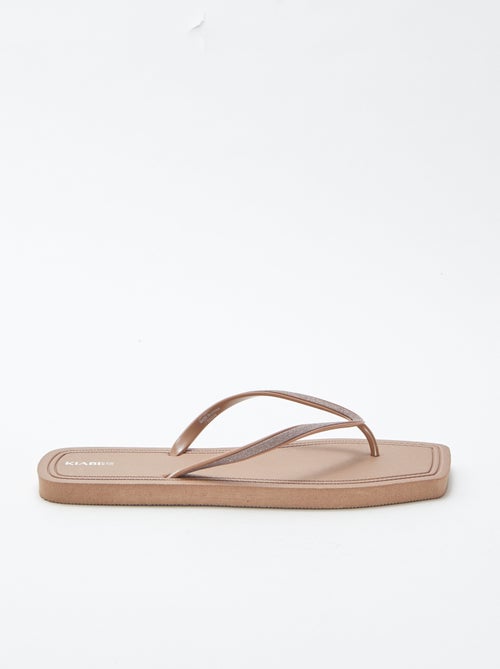 Chinelos com biqueira quadrada com pormenores brilhantes - Kiabi