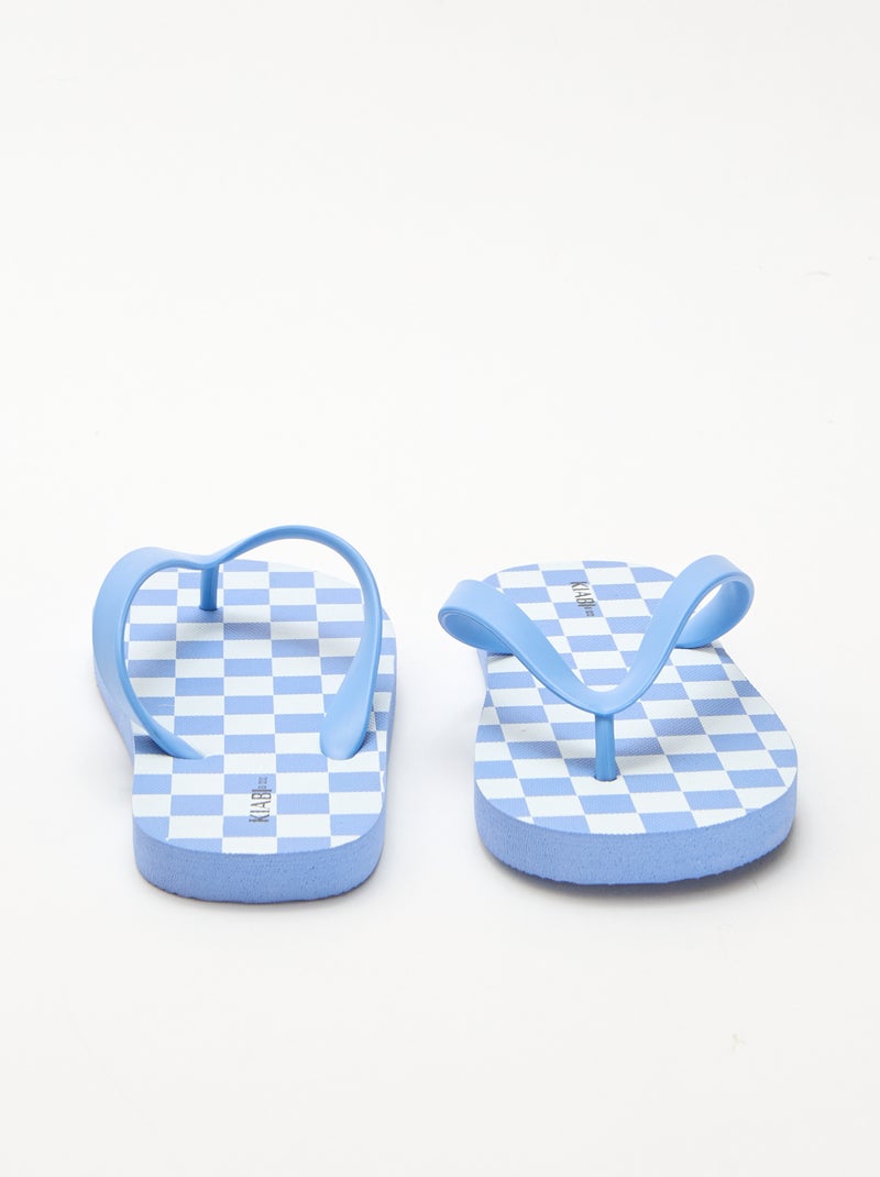 Chinelos com estampado axadrezado Azul - Kiabi