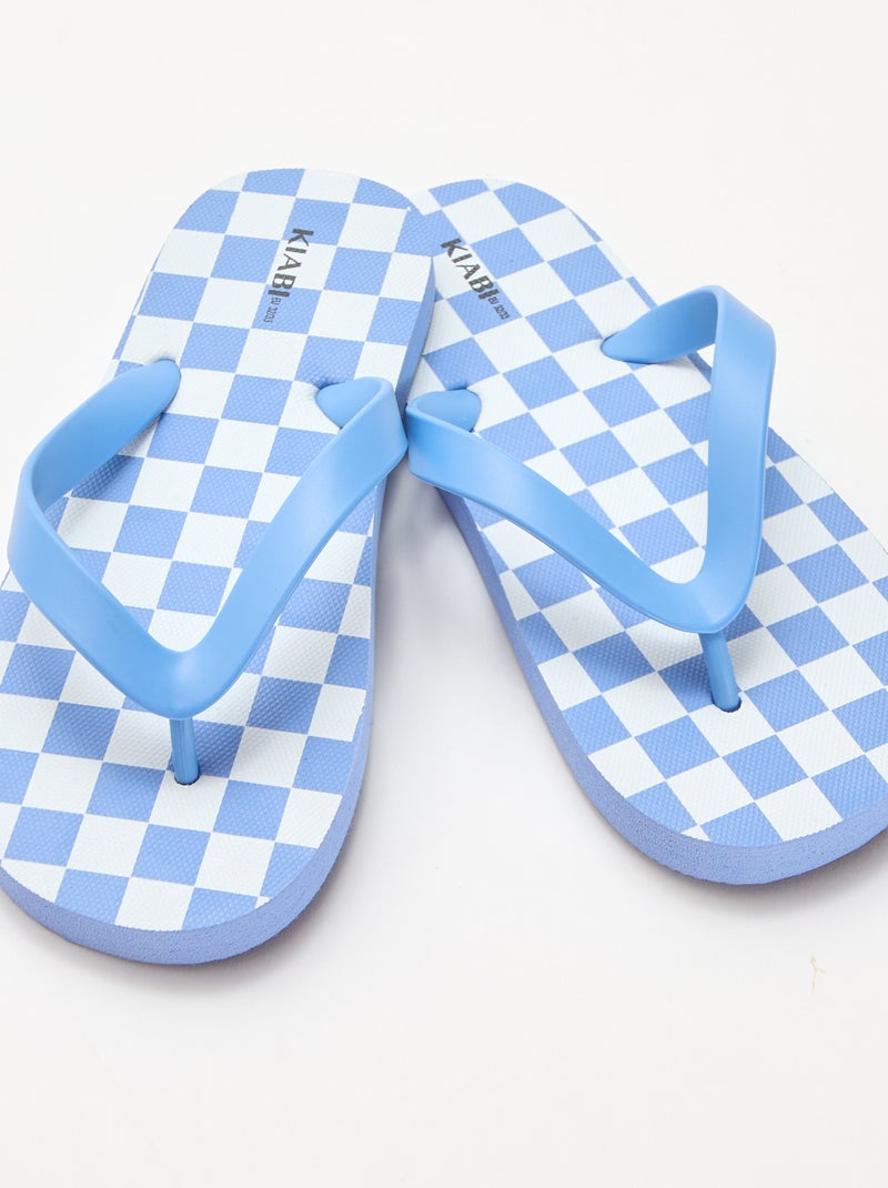 Chinelos com estampado axadrezado Azul - Kiabi