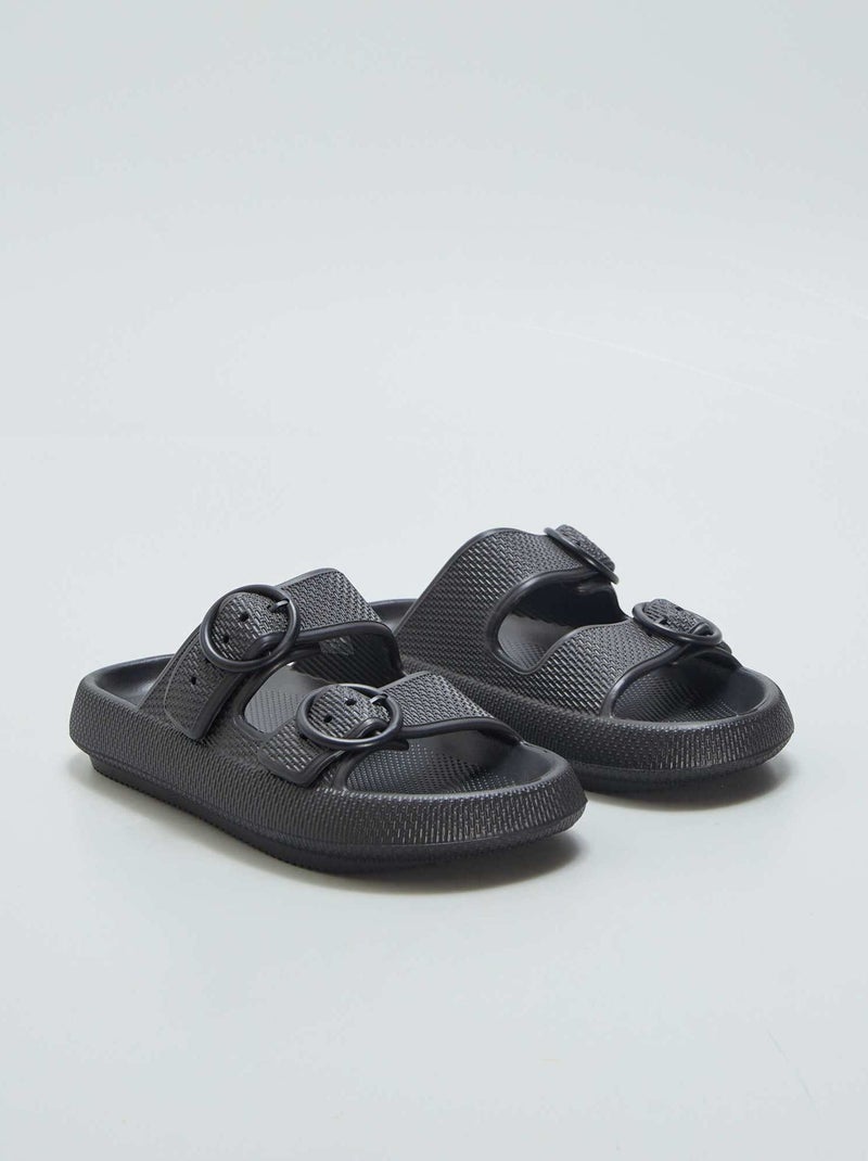 Chinelos com fivelas PRETO - Kiabi